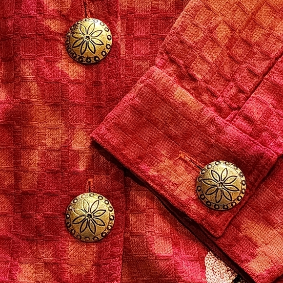 Draper's & Damon's Vintage Floral Embroidered Red Orange Jacket L - Picture 3 of 8